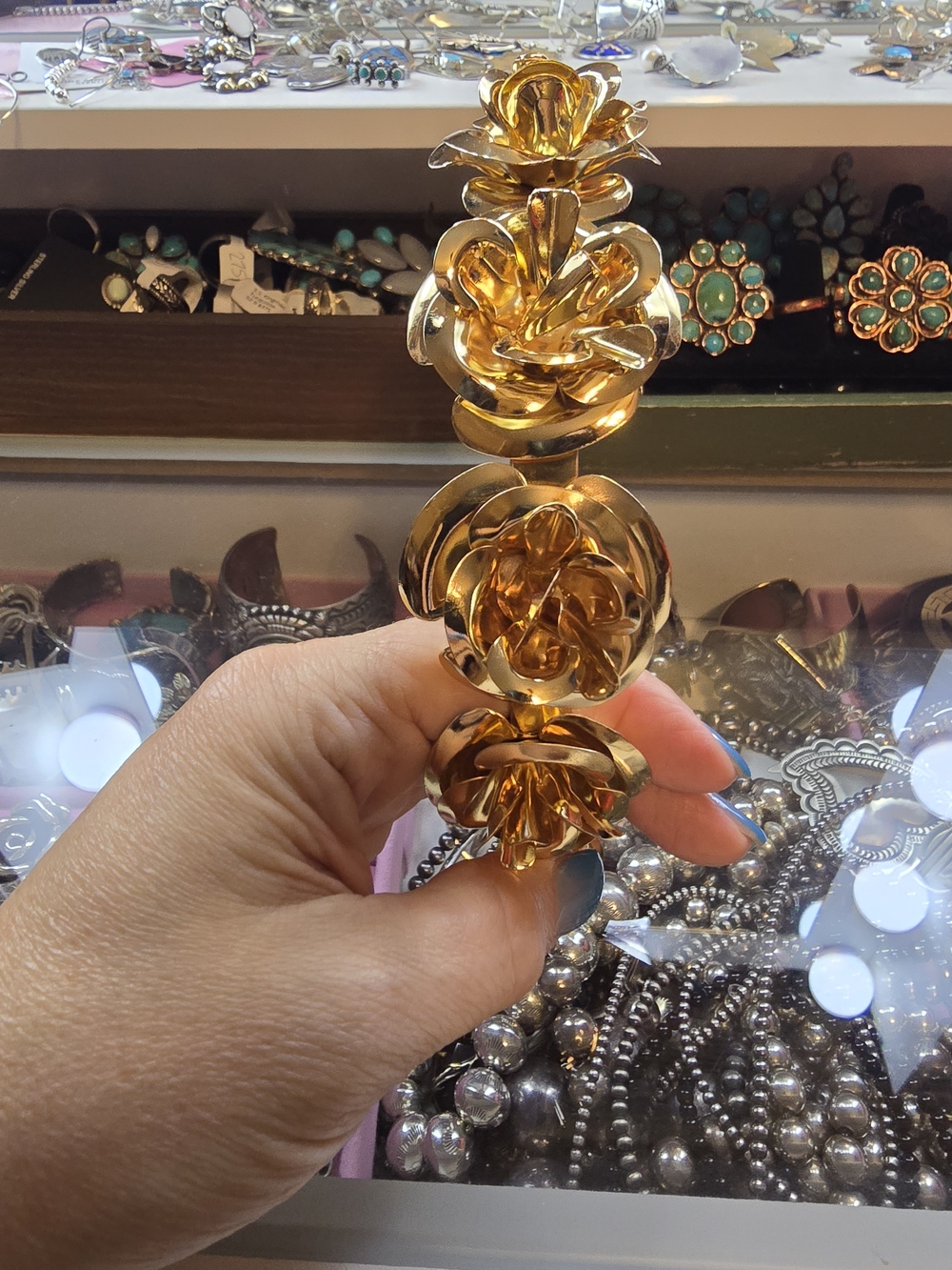 Gold Floral Statement Headband Womens